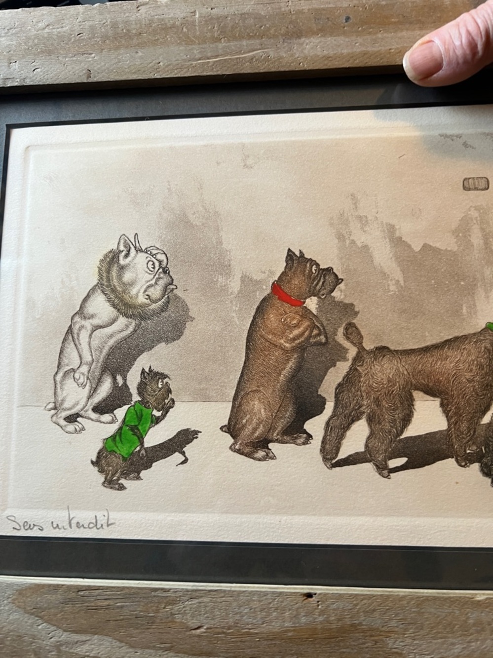 Boris O Klein (1893-1985) - "Dirty Dogs of Paris" framed signed embossed print - Picture 3 of 9